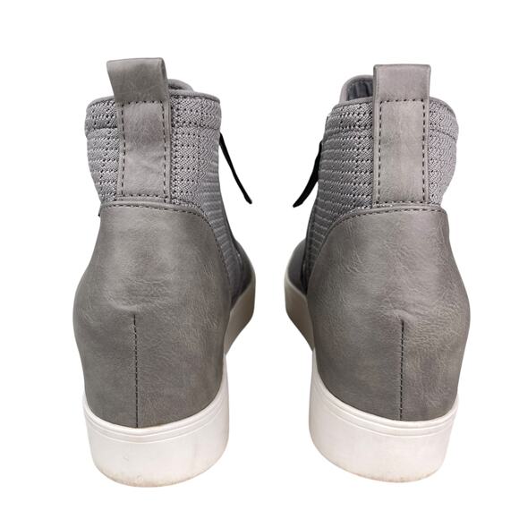 Steve Madden Loxley Wedge High Top Sneaker Gray Bootie 9 - Picture 3 of 11